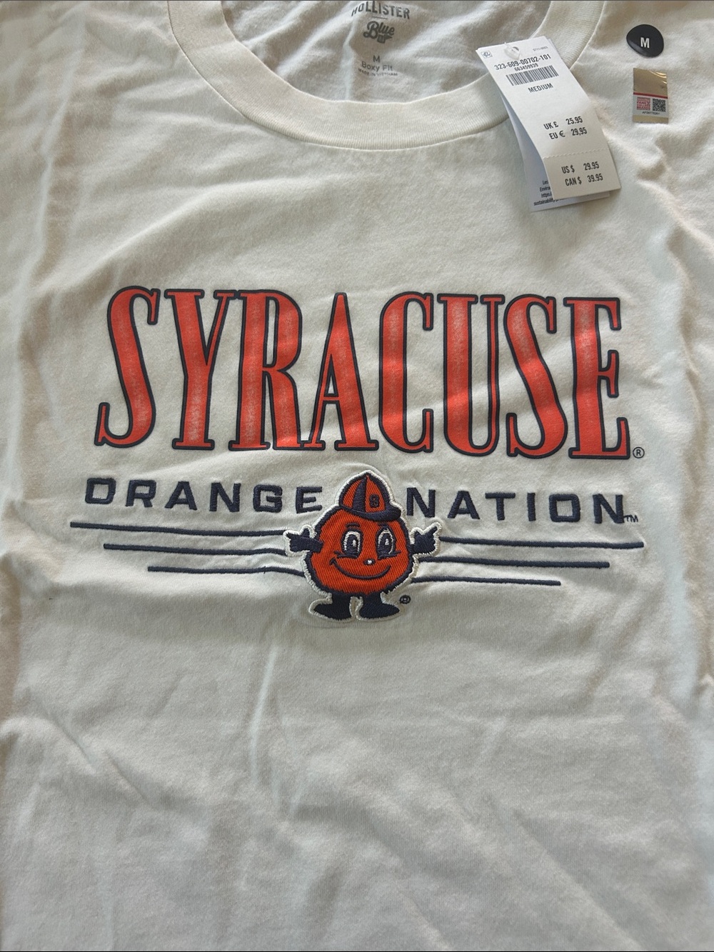 Hollister White Syracuse Orange Nation Graphic Tee